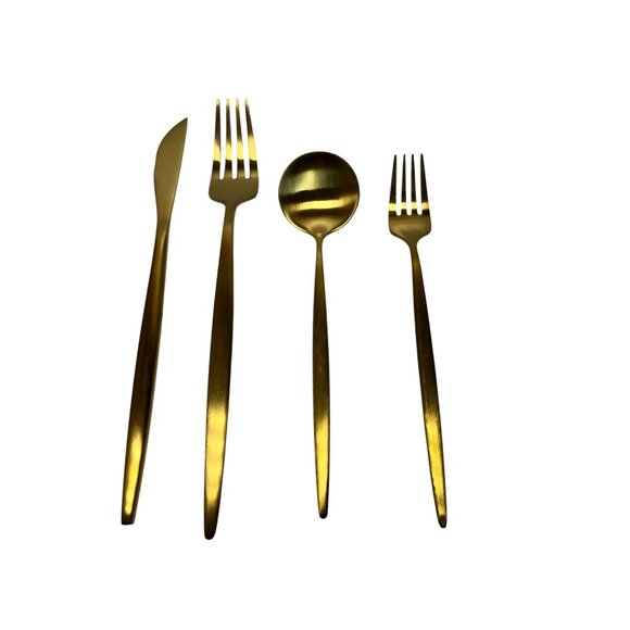Gold‎ Flatware Cutlery Set Elegant Design Easy Clean 30 pc Modern style READ - Picture 11 of 12
